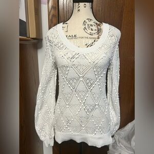 Loft - Elegant White Knit Sweater Size XS